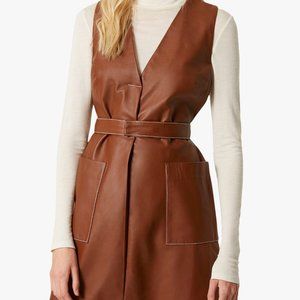 French Connection Leather V-Neck Dress